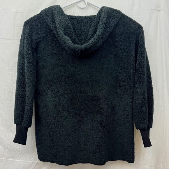 Fleece Open Front Hooded Fuzzy Cardigan w/ Pocket Women XL Black Utyful - Picture 4 of 7